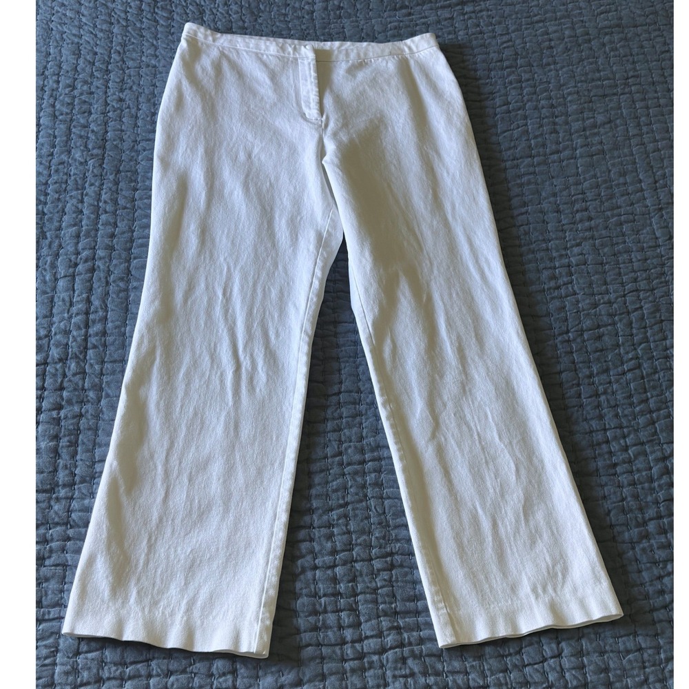 Chico's Straight Leg White Cotton Stretch Pants Size 1.5 Women's M/10 Minimalist